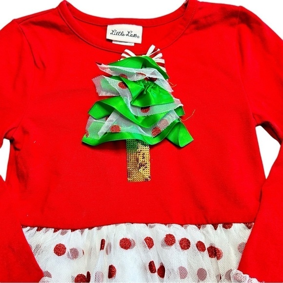 Little Lass Red & White Tulle Dress with Leggings Girls Size 5 - Picture 3 of 9